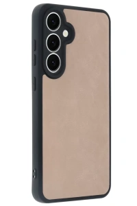 Samsung Galaxy S24 FE Kılıf Aras Deri Kapak - Pudra