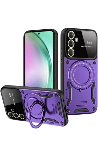 Samsung Galaxy S24 FE Kılıf Joy Lens Standlı Kapak - Mor