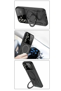 Samsung Galaxy S24 FE Kılıf Joy Lens Standlı Kapak - Mor