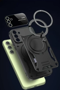 Samsung Galaxy S24 FE Kılıf Joy Lens Standlı Kapak - Mor