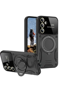 Samsung Galaxy S24 FE Kılıf Joy Lens Standlı Kapak - Siyah