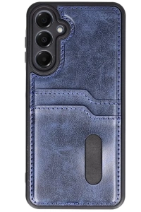 Samsung Galaxy S24 FE Kılıf Sara Kartvizitli Deri Kılıf - Lacivert