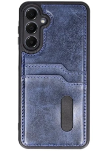 Samsung Galaxy S24 FE Kılıf Sara Kartvizitli Deri Kılıf - Lacivert