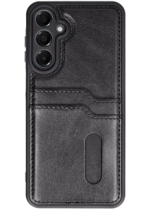 Samsung Galaxy S24 FE Kılıf Sara Kartvizitli Deri Kılıf - Siyah