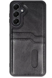 Samsung Galaxy S24 FE Kılıf Sara Kartvizitli Deri Kılıf - Siyah