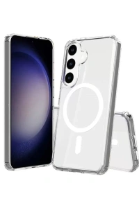 Samsung Galaxy S24 Kılıf Magneticsafe Şeffaf Silikon - Şeffaf
