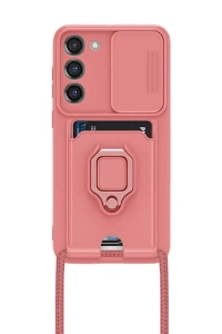 Samsung Galaxy S24 Plus Kılıf Zuma Kartvizitli Yüzüklü Silikon - Pembe