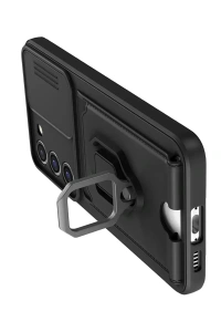 Samsung Galaxy S24 Plus Kılıf Zuma Kartvizitli Yüzüklü Silikon - Siyah