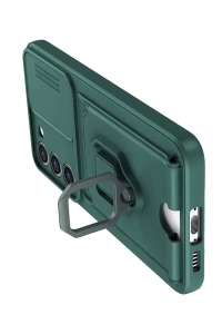 Samsung Galaxy S24 Plus Kılıf Zuma Kartvizitli Yüzüklü Silikon - Yeşil