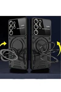 Samsung Galaxy S24 Ultra Kılıf Joy Lens Standlı Kapak - Mor