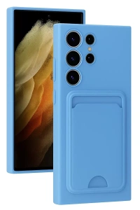 Samsung Galaxy S24 Ultra Kılıf Kelvin Kartvizitli Silikon - Mavi