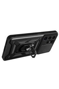 Samsung Galaxy S24 Ultra Kılıf Pars Lens Yüzüklü Silikon - Kırmızı
