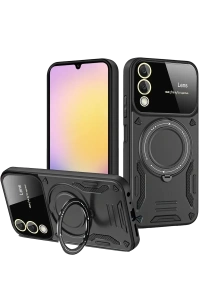 Samsung Galaxy S25 Edge Kılıf Joy Lens Standlı Kapak - Siyah