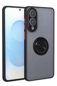 Samsung Galaxy S25 Edge Kılıf Montreal Yüzüklü Silikon Kapak - Siyah