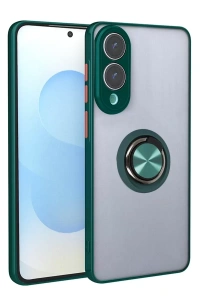 Samsung Galaxy S25 Edge Kılıf Montreal Yüzüklü Silikon Kapak - Yeşil