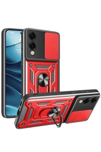 Samsung Galaxy S25 Edge Pars Lens Yüzüklü Silikon - Kırmızı