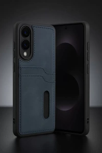 Samsung Galaxy S25 Edge Sara Kartvizitli Deri Kılıf - Kırmızı