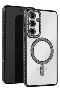 Samsung Galaxy S25 Kılıf Joke Simli Magneticsafe Kılıf - Siyah