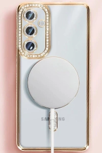 Samsung Galaxy S25 Kılıf Joke Simli Magneticsafe Kılıf - Siyah