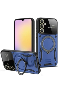 Samsung Galaxy S25 Kılıf Joy Lens Standlı Kapak - Lacivert