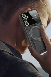 Samsung Galaxy S25 Kılıf Joy Lens Standlı Kapak - Mor