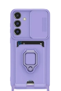 Samsung Galaxy S25 Plus Kılıf Zuma Kartvizitli Yüzüklü Silikon - Lila