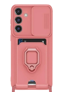 Samsung Galaxy S25 Plus Kılıf Zuma Kartvizitli Yüzüklü Silikon - Pembe