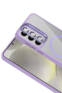 Samsung Galaxy S25 Remim Lensli Magsafe Standlı Kapak - Lila
