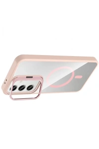 Samsung Galaxy S25 Remim Lensli Magsafe Standlı Kapak - Pembe