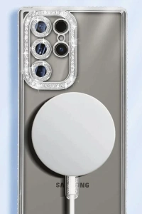 Samsung Galaxy S25 Ultra Kılıf Joke Simli Magneticsafe Kılıf - Derin Mor