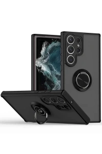 Samsung Galaxy S25 Ultra Kılıf Montreal Yüzüklü Silikon Kapak - Siyah