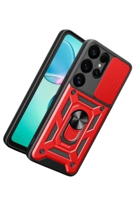 Samsung Galaxy S26 Ultra Pars Lens Yüzüklü Silikon - Kırmızı
