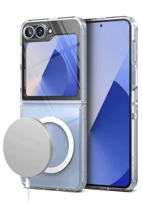 Samsung Galaxy Z Flip 6 Kılıf Magneticsafe Şeffaf Silikon - Şeffaf