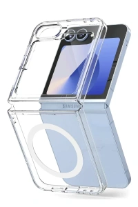 Samsung Galaxy Z Flip 6 Kılıf Magneticsafe Şeffaf Silikon - Şeffaf