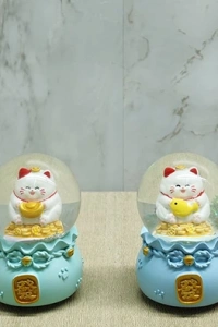 Şans Kedisi Işıklı Kar Küresi