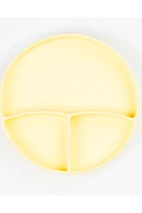 Sarı 3’lü Silikon Yemek Seti – Önlük + Diş Kaşıyıcılı Kaşık + Vakumlu Tabak