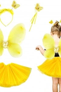 Sarı Kelebek Kostümü Çocuk 4 Parça Set