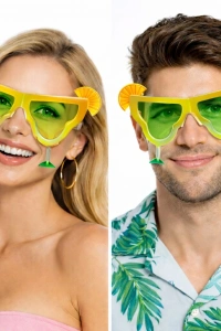 Sarı Margarita Bardak Şeklinde Parti Gözlüğü