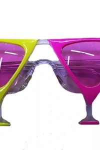 Sarı Pembe Renk Martini Parti Gözlüğü