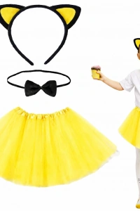 Sarı Renk Kedi Kostüm Seti - Tütü, Taç, Papyon, Kuyruk