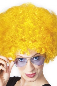 Sarı Renk Kıvırcık Afro Bonus Peruk