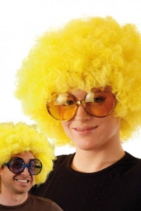 Sarı Renk Kıvırcık Afro Bonus Peruk