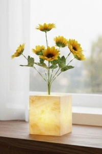 Sarı Saksılı LED Yapay Çiçek