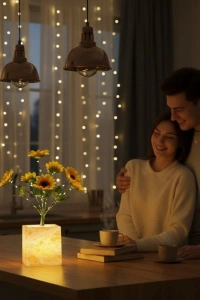 Sarı Saksılı LED Yapay Çiçek