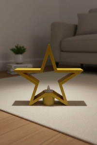 Sarı Yıldız Mumluk Modern Salon ve Raf Dekoru