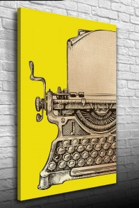 Sarı Zeminde Daktilo Kanvas Tablo 50 x 70