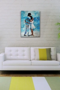 Sarılmış Sevgililer Yağlıboya Kanvas Tablo 50 x 70