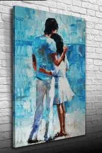 Sarılmış Sevgililer Yağlıboya Kanvas Tablo 50 x 70