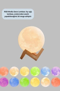 Şarjlı 3D Baskılı 16 Renk Ay Lambası Stand