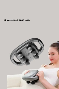 Şarjlı 6 Başlıklı Masaj Tabancası 2000 mAh Sessiz Güçlü Motor